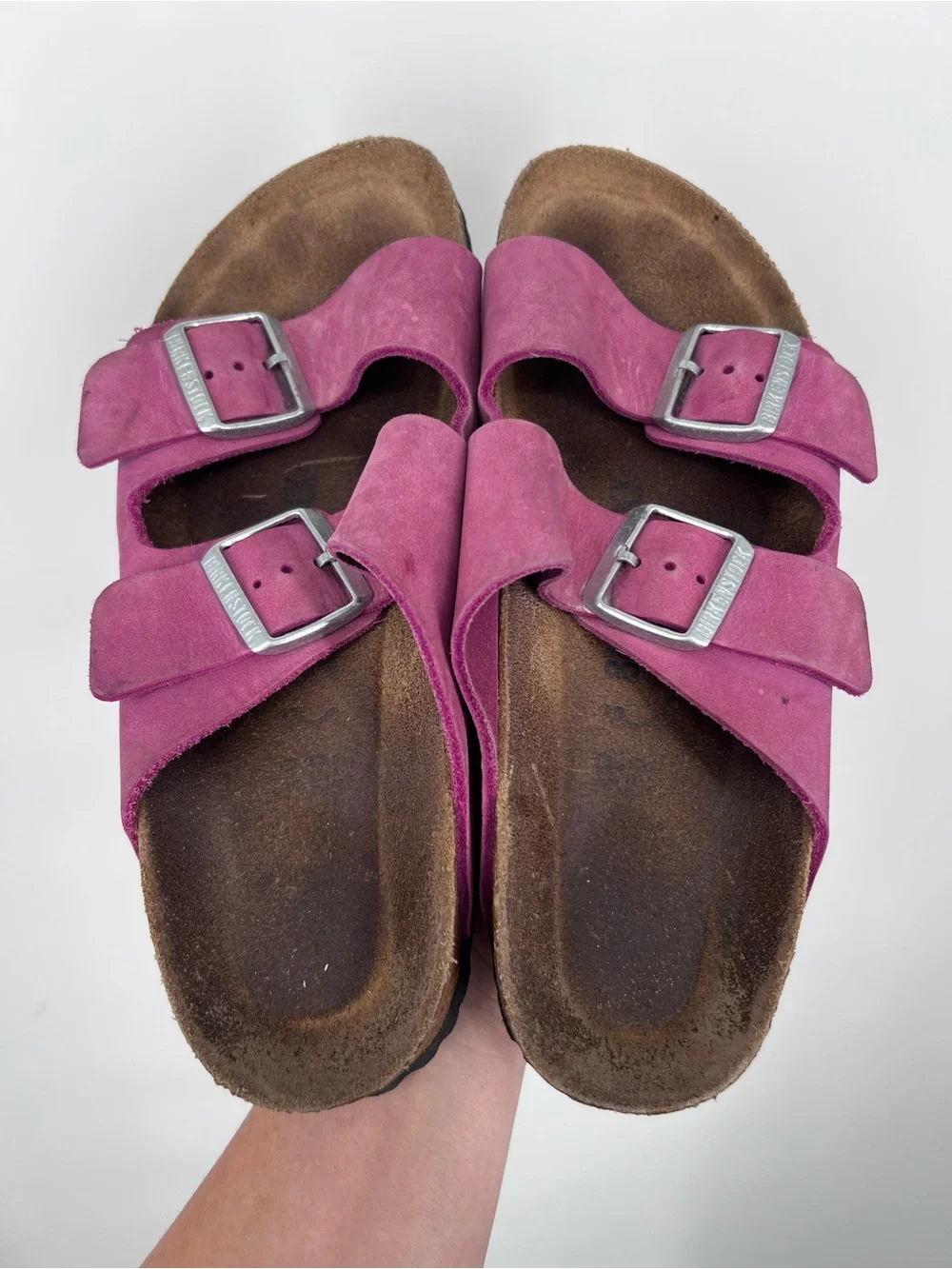 Birkenstock Dark Fuchsia Pink Suede Arizona Sandals 39
